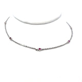 0.25 Carat Round Brilliant Sapphire 14 Karat White Gold Link Necklace