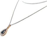 1.00 Carat Sapphire 0.13 Carat Old European Diamond 14K Gold Pendant Necklace