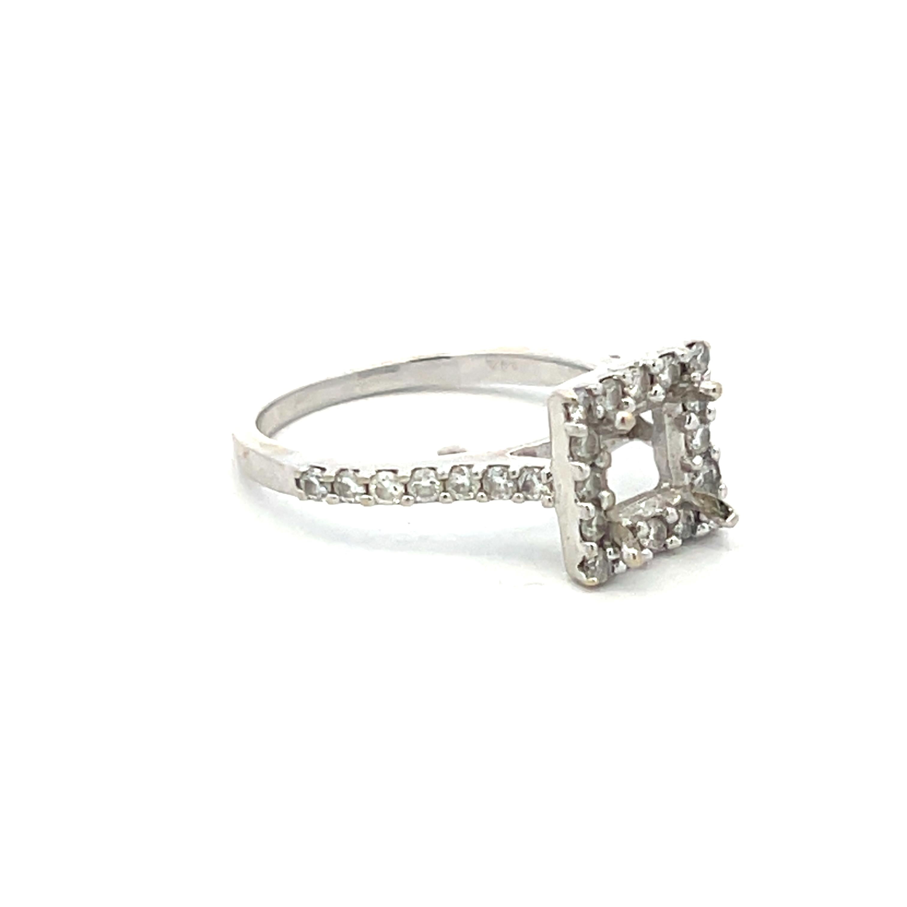 0.30 Carat Round Brilliant Diamond 14 Karat White Gold Semi Mount Ring