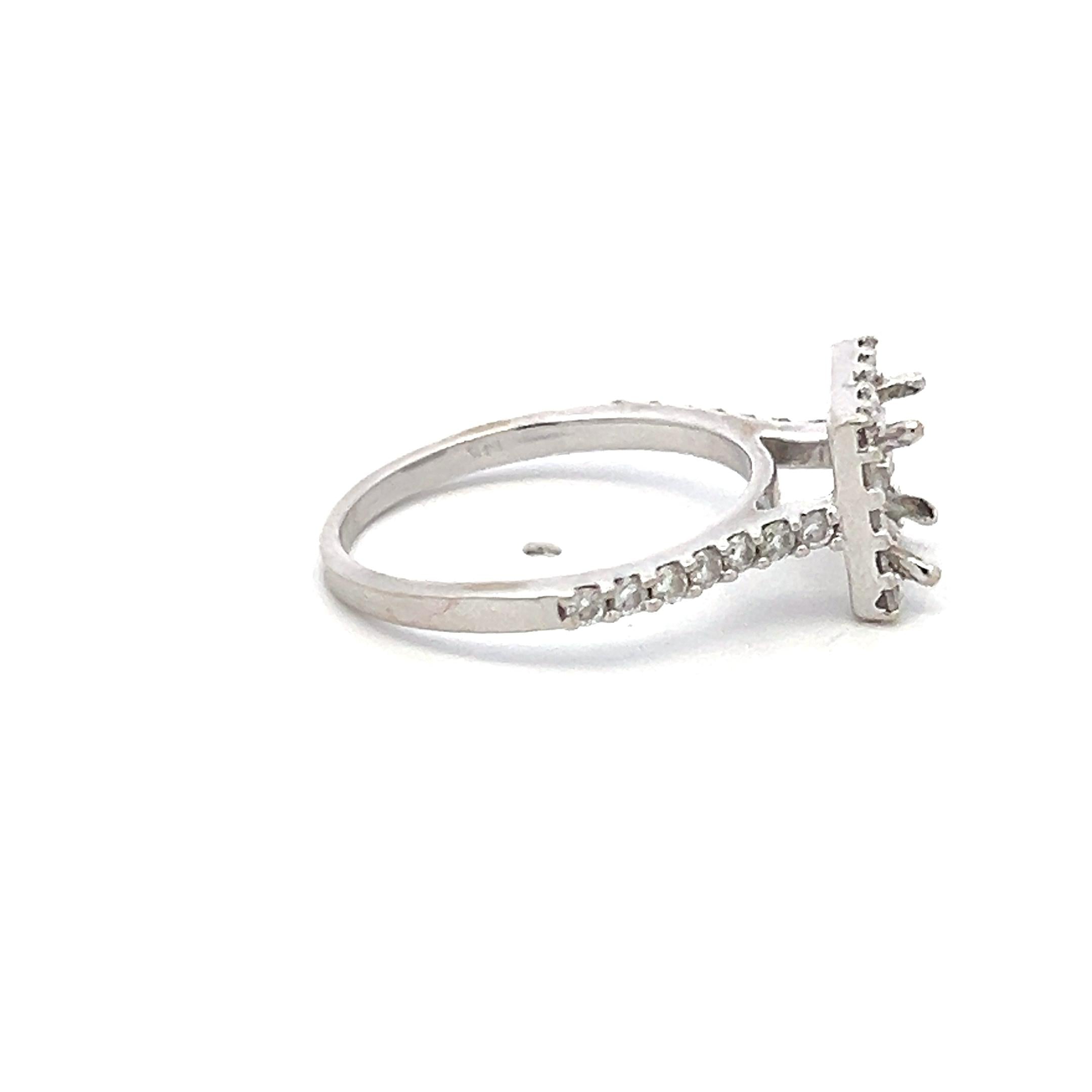 0.30 Carat Round Brilliant Diamond 14 Karat White Gold Semi Mount Ring
