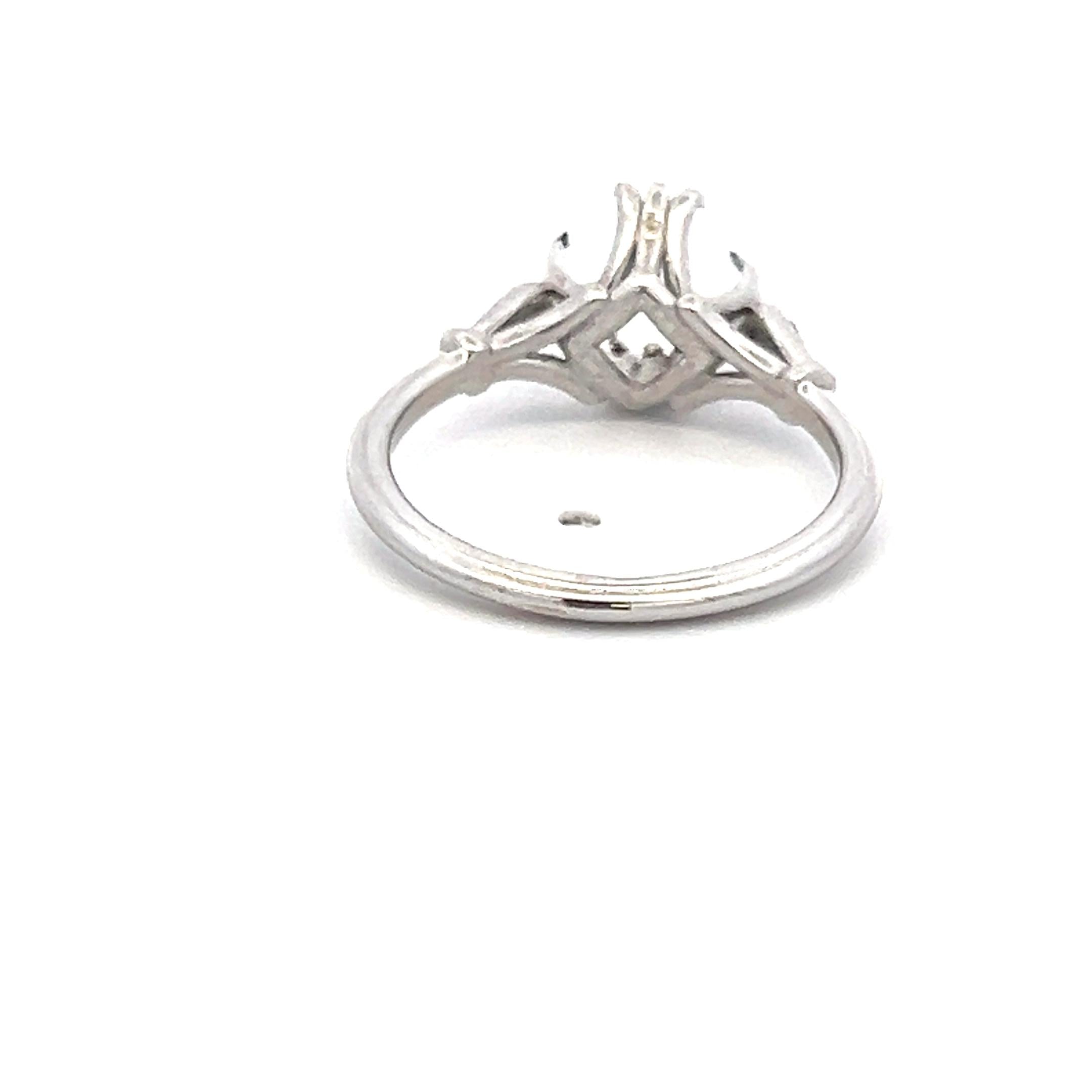 Platinum Semi Mount Ring with 0.03ct Old European Cut Diamonds Fits 6.54x6.65mm