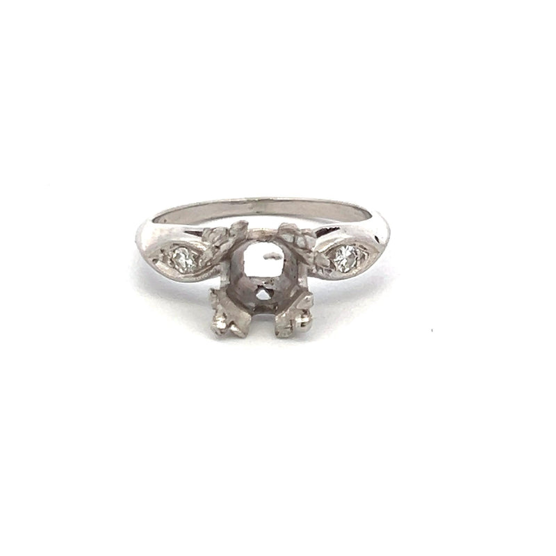 0.06 Carat Old European Cut I SI2 Diamond Platinum Semi Mount Ring