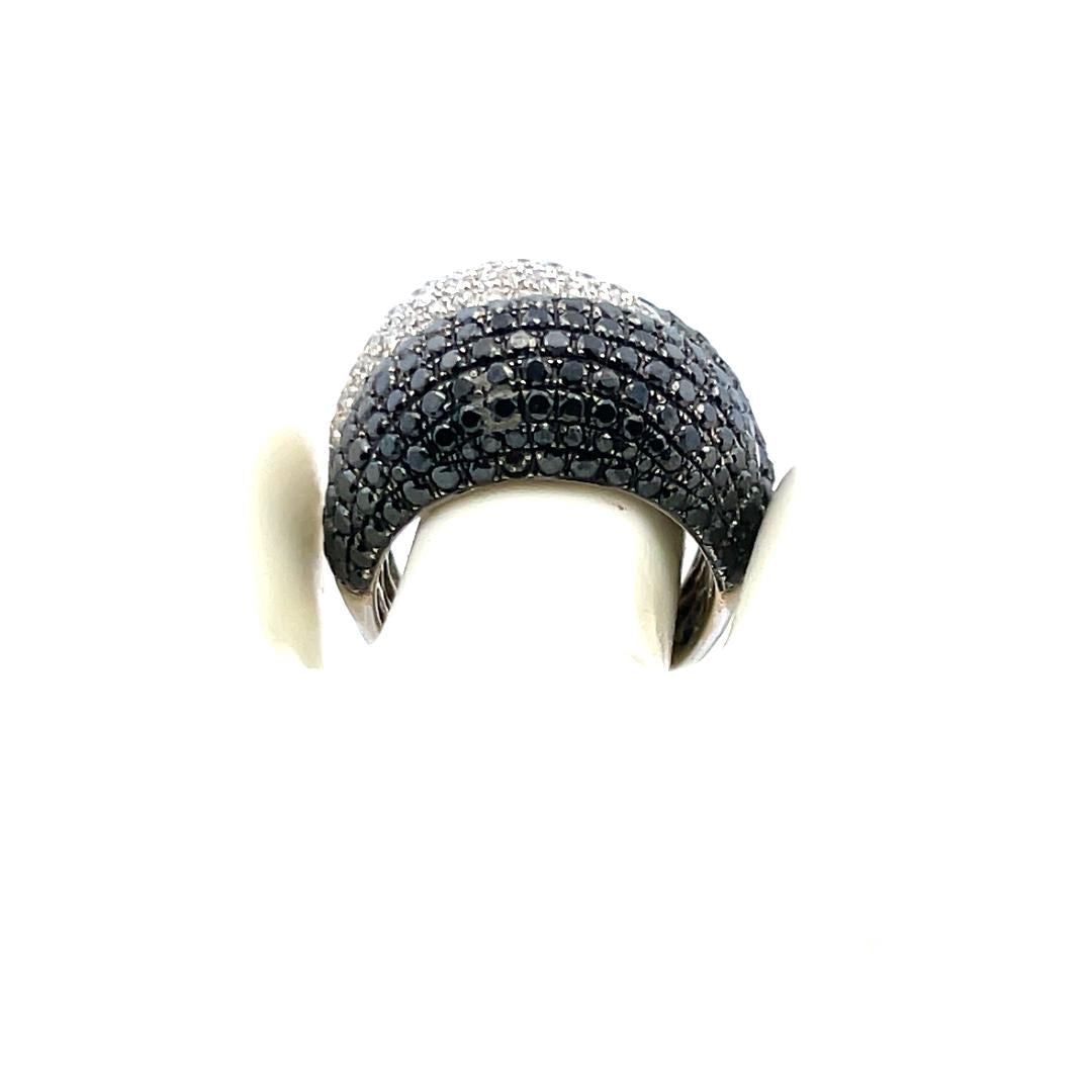 2.96 Carat Round White and 8.24 Carat Black Diamond 18K WG Cocktail Ring