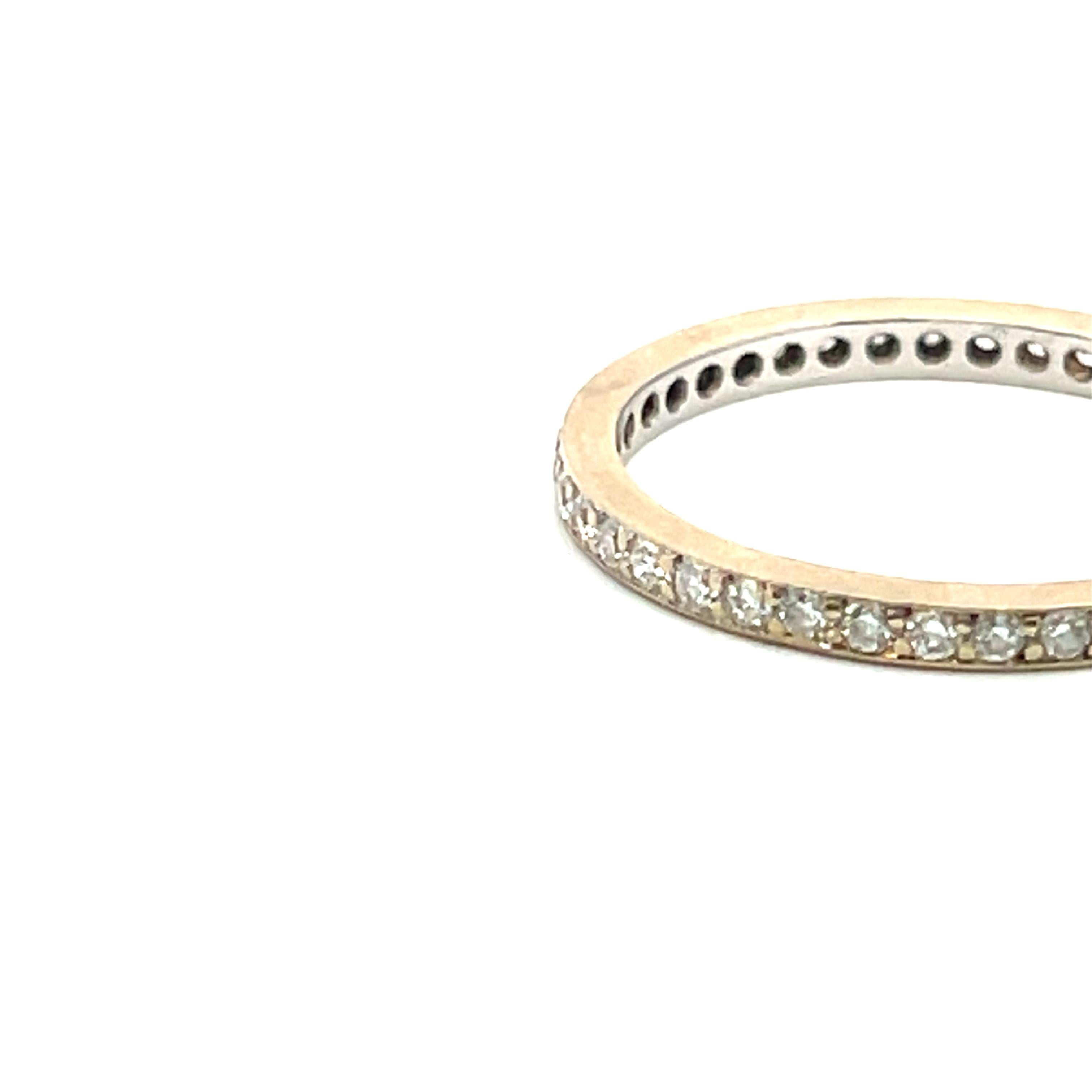 Vintage 14K White Gold Band Ring with 0.44 Carat Round H-SI Diamond Size 7