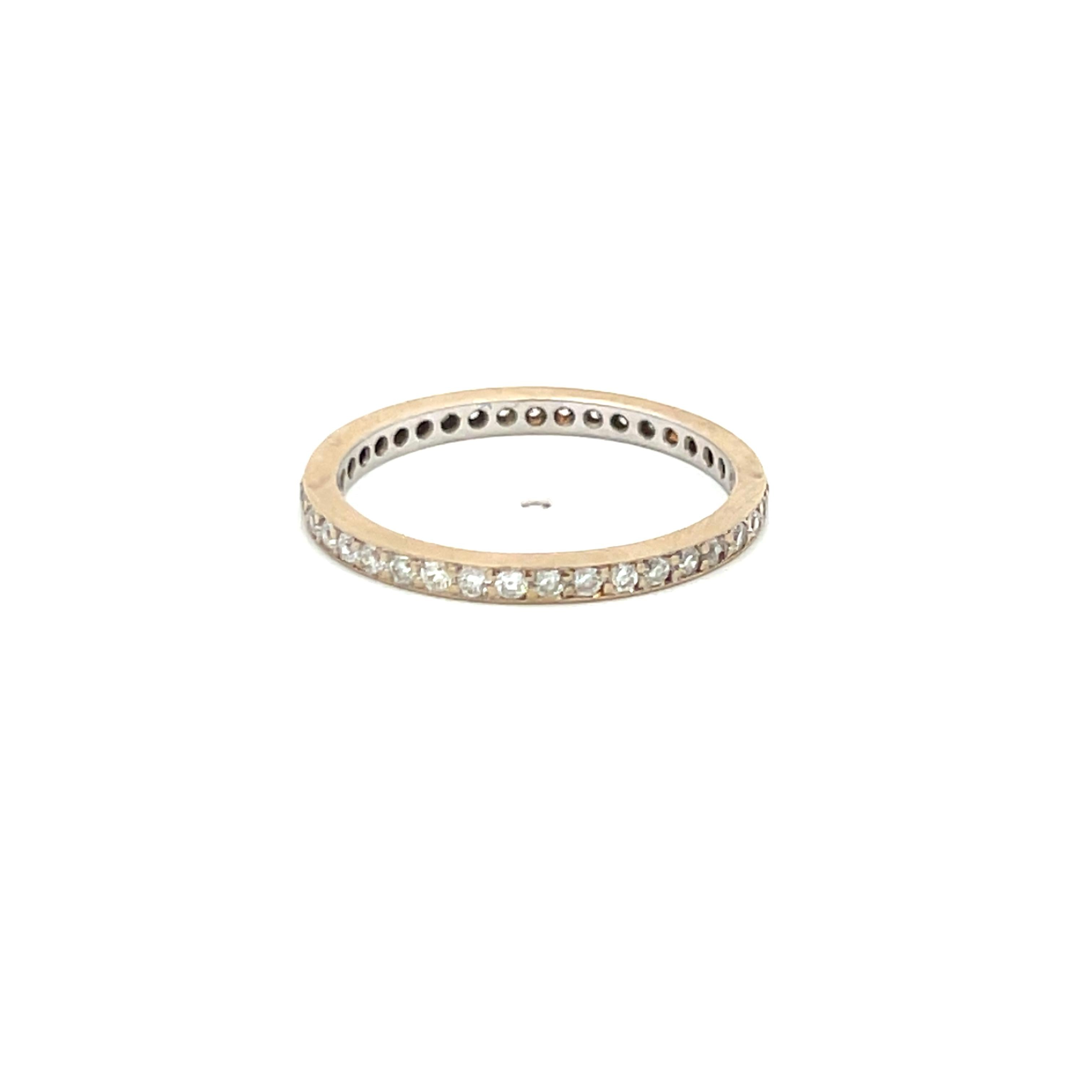 Vintage 14K White Gold Band Ring with 0.44 Carat Round H-SI Diamond Size 7