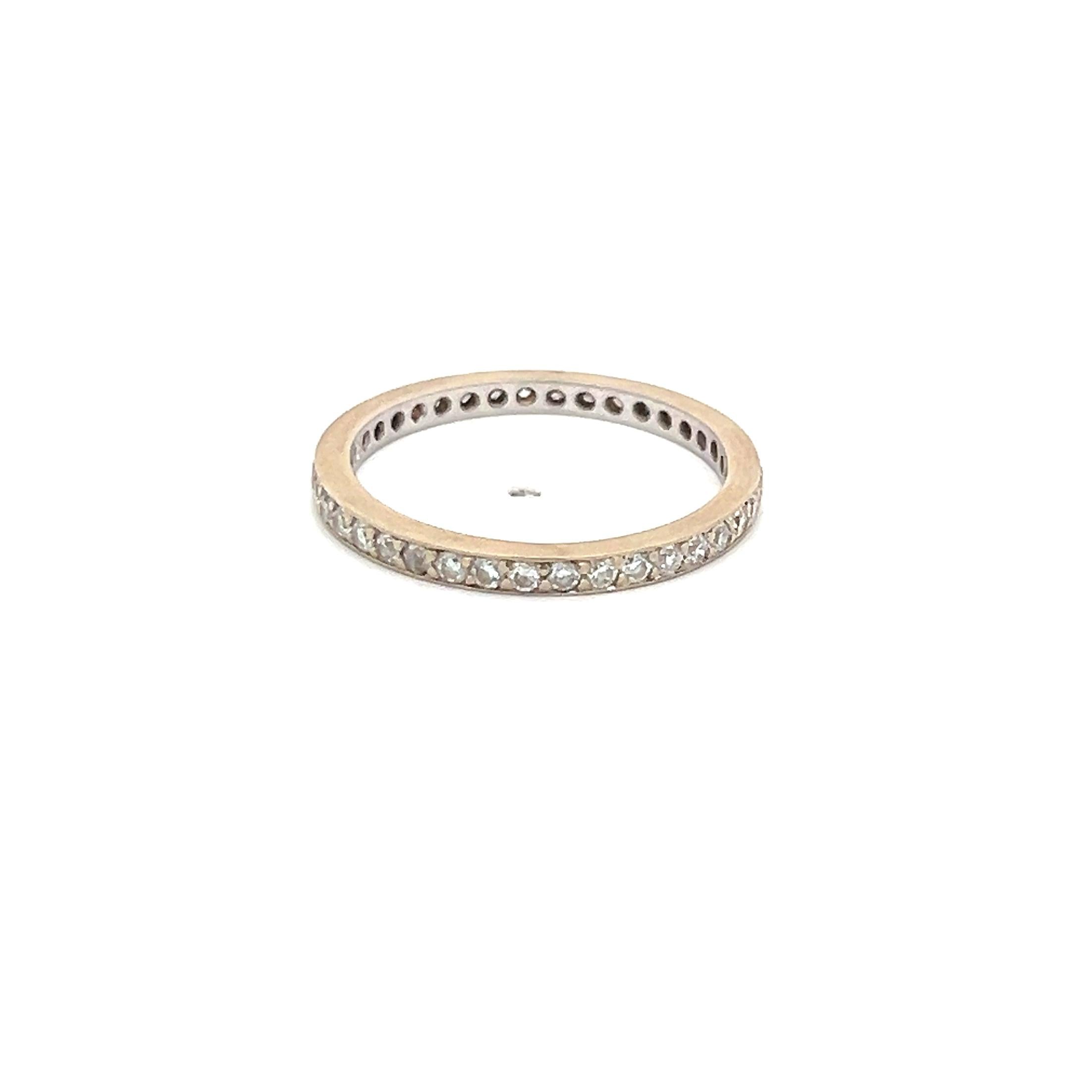 Vintage 14K White Gold Band Ring with 0.44 Carat Round H-SI Diamond Size 7