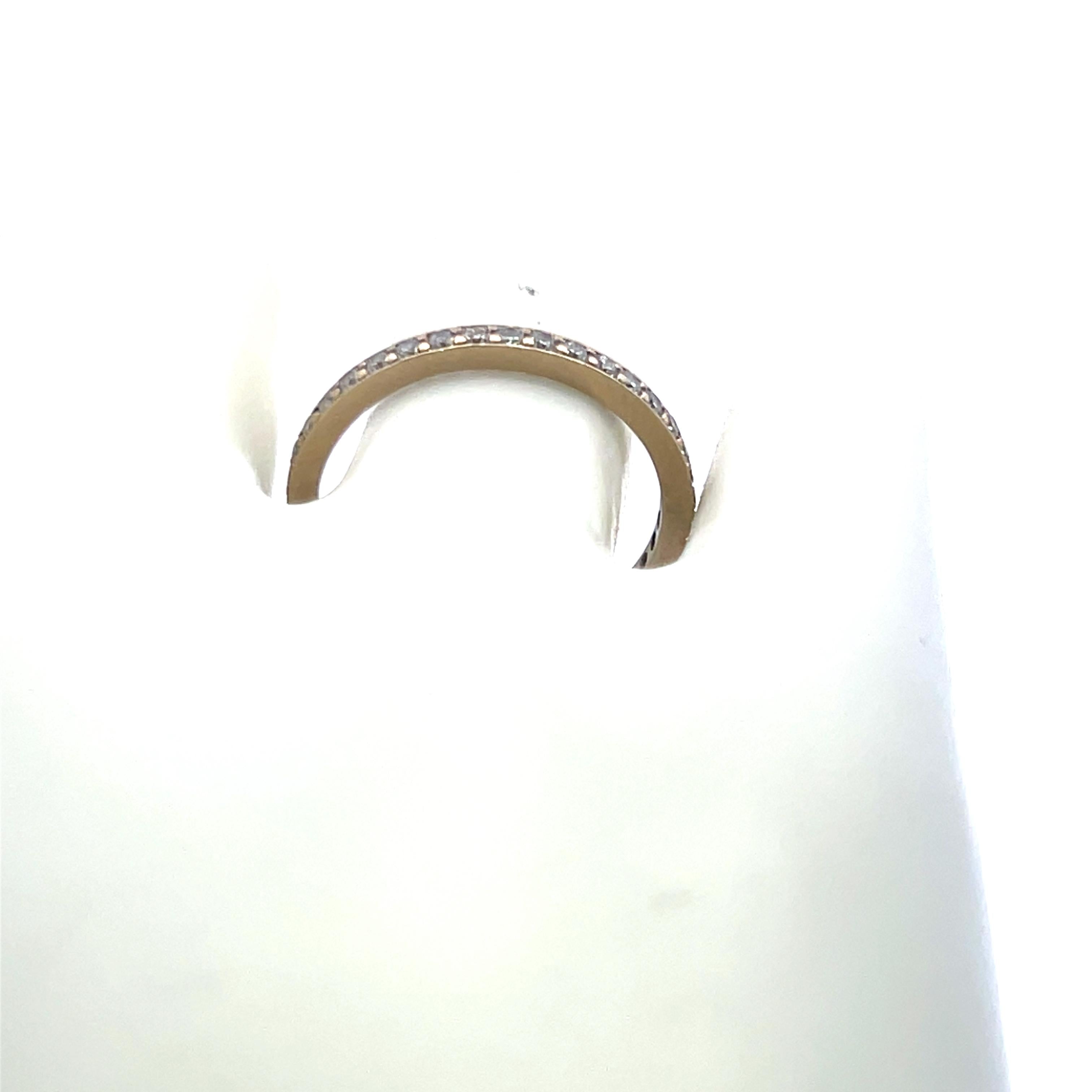 Vintage 14K White Gold Band Ring with 0.44 Carat Round H-SI Diamond Size 7