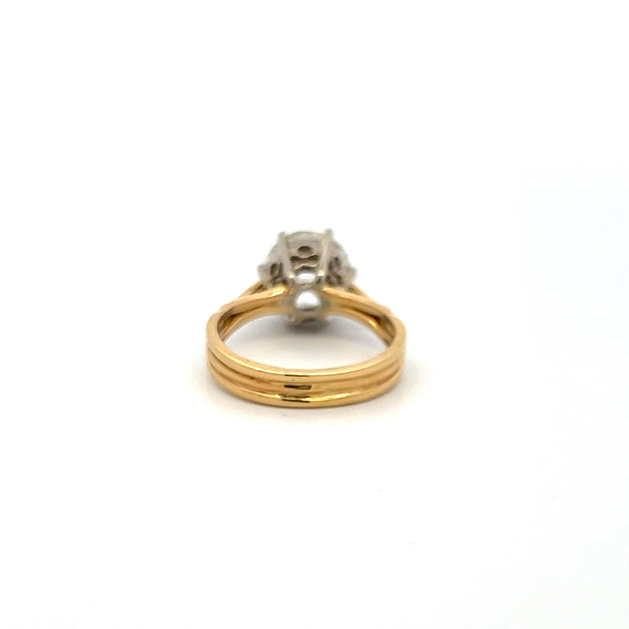 3.00 Carat Old European Cut J SI1 Diamond 14 Karat Two Tone Gold Engagement Ring