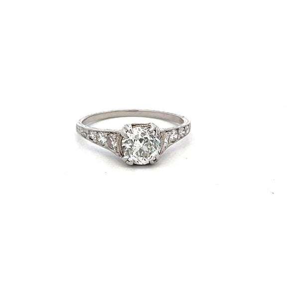 1.24 Carat Old European Cut H VS2 Diamond Platinum Engagement Ring
