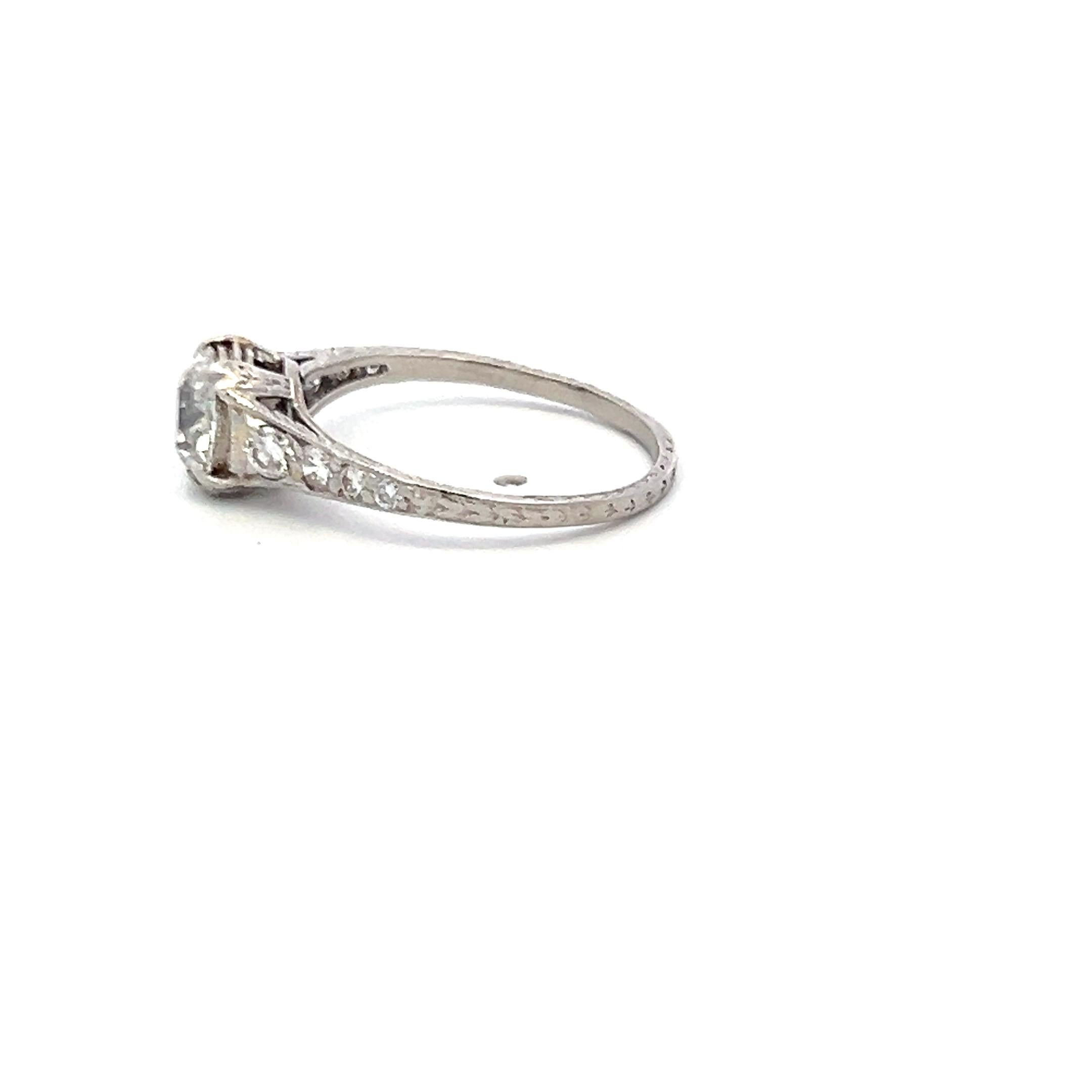 1.24 Carat Old European Cut H VS2 Diamond Platinum Engagement Ring