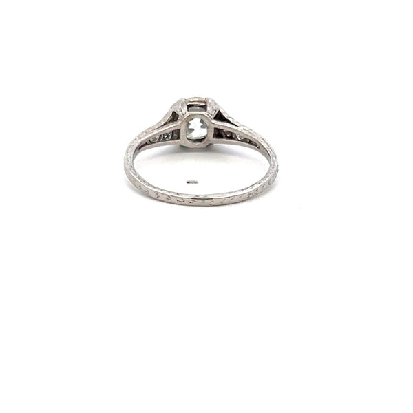 1.24 Carat Old European Cut H VS2 Diamond Platinum Engagement Ring