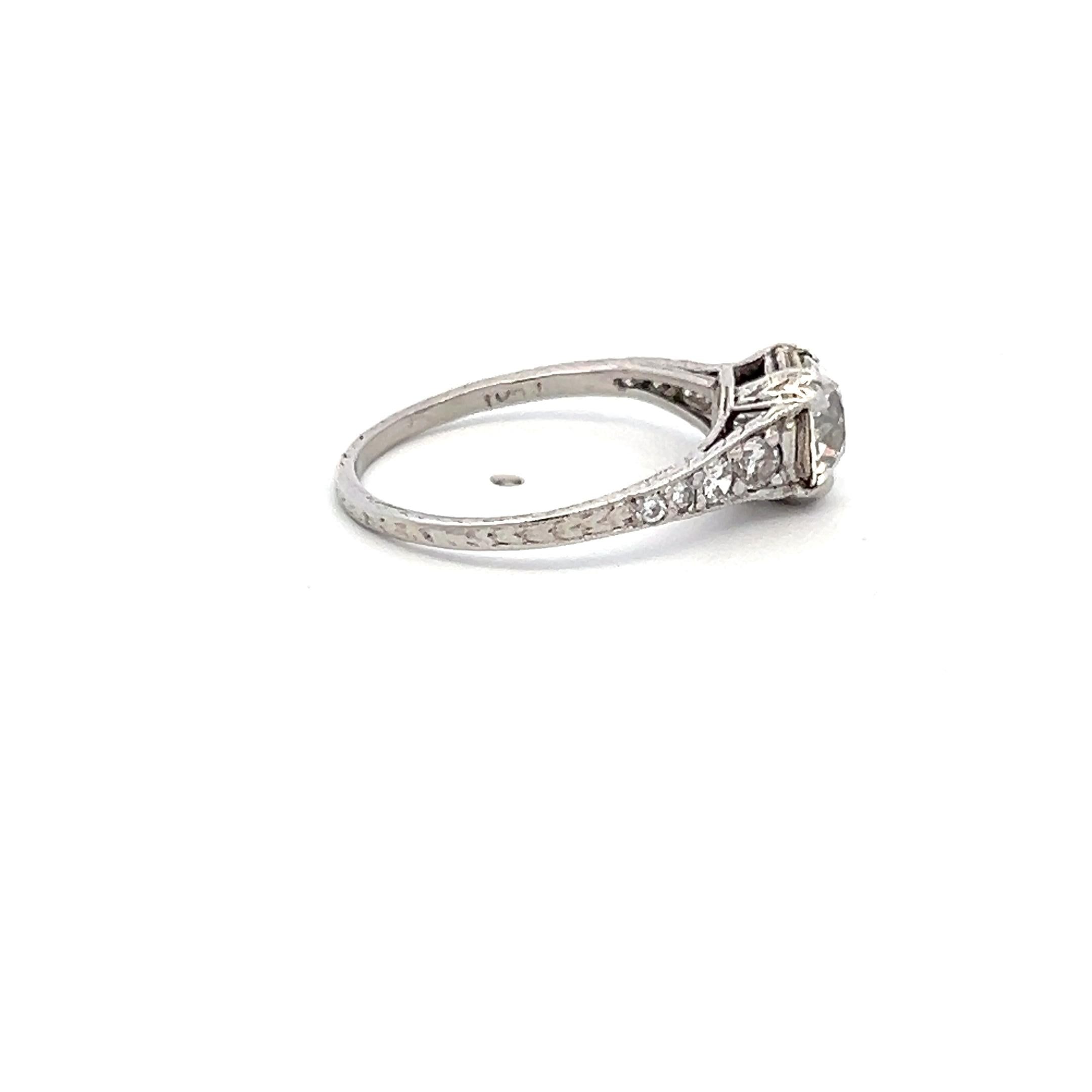 1.24 Carat Old European Cut H VS2 Diamond Platinum Engagement Ring