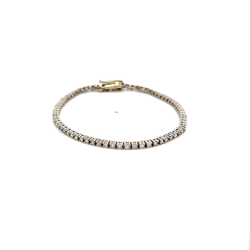 1.42 Carat Round Brilliant G VS1 Diamond 14 Karat White Gold Tennis Bracelet