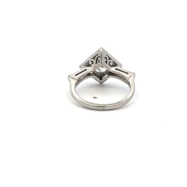 1.69 Carat Asscher Cut and Baguette Shape Diamond Platinum Engagement Ring