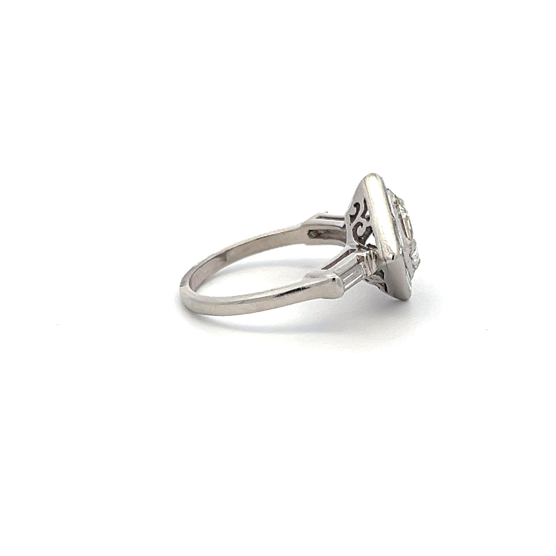 1.69 Carat Asscher Cut and Baguette Shape Diamond Platinum Engagement Ring