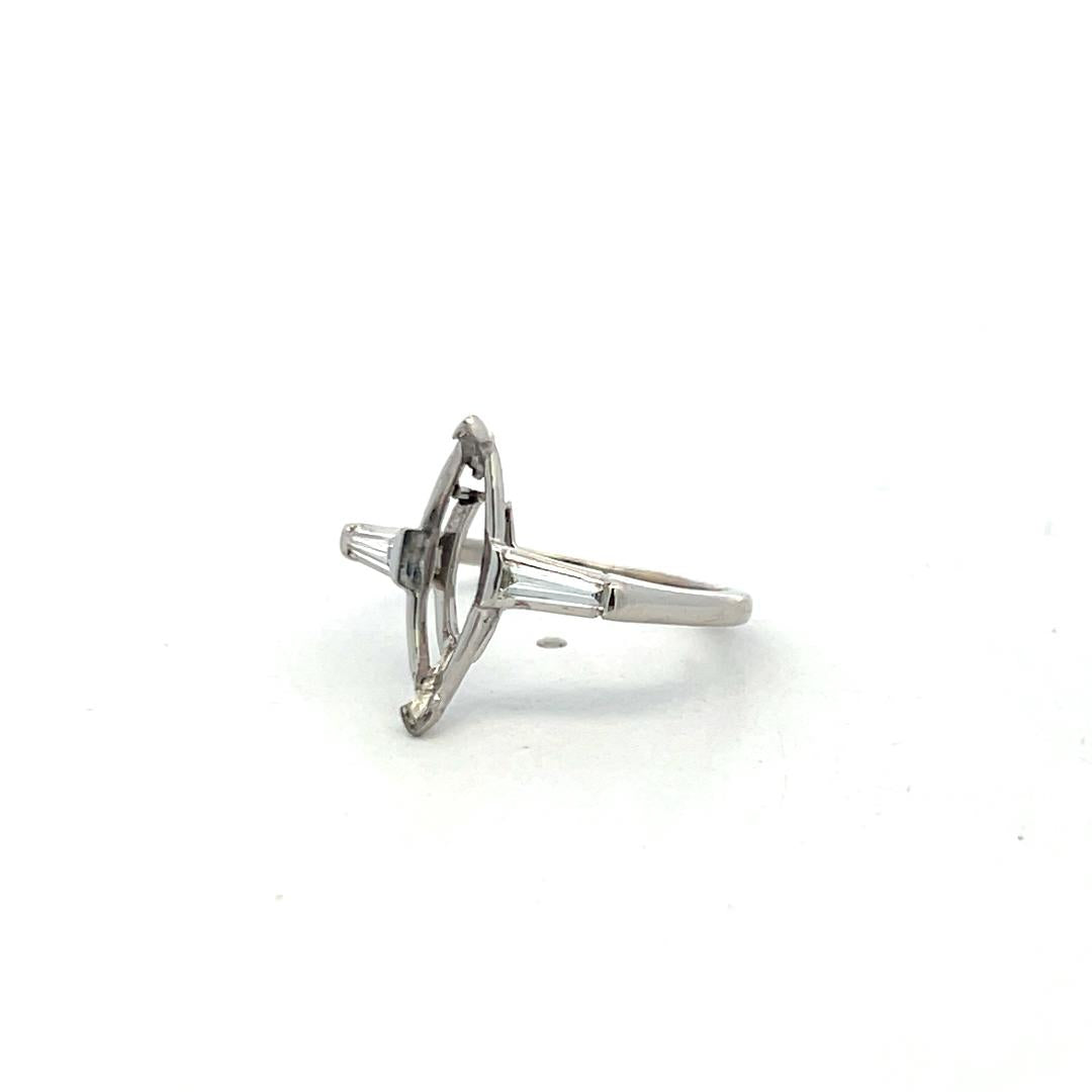 0.20 Carat Baguette Shape G VVS1 Diamond Platinum Semi Mount Ring