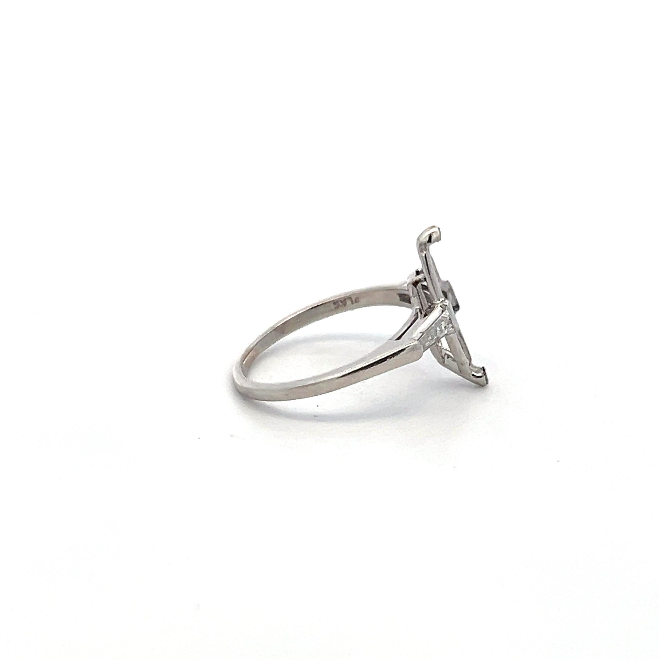 0.20 Carat Baguette Shape G VVS1 Diamond Platinum Semi Mount Ring