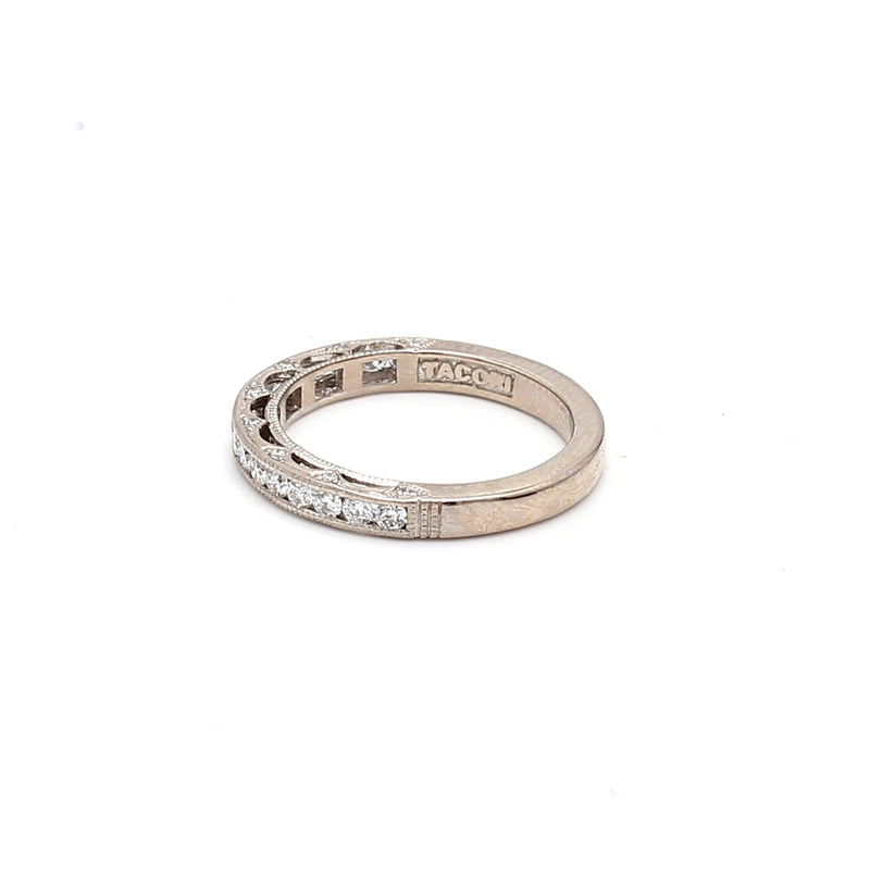 0.52 Carat Round Brilliant H VS1 Diamond 18 Karat White Gold Wedding Band Ring