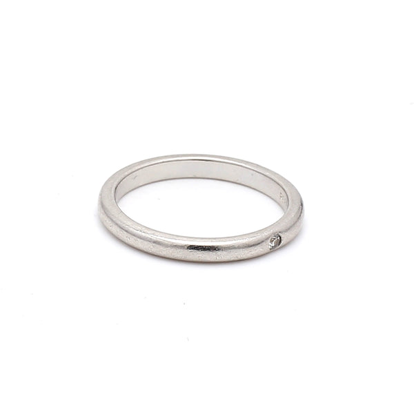 Tiffany & Co 0.03 Carat Round Brilliant F VS1 Diamond Platinum Wedding Band Ring