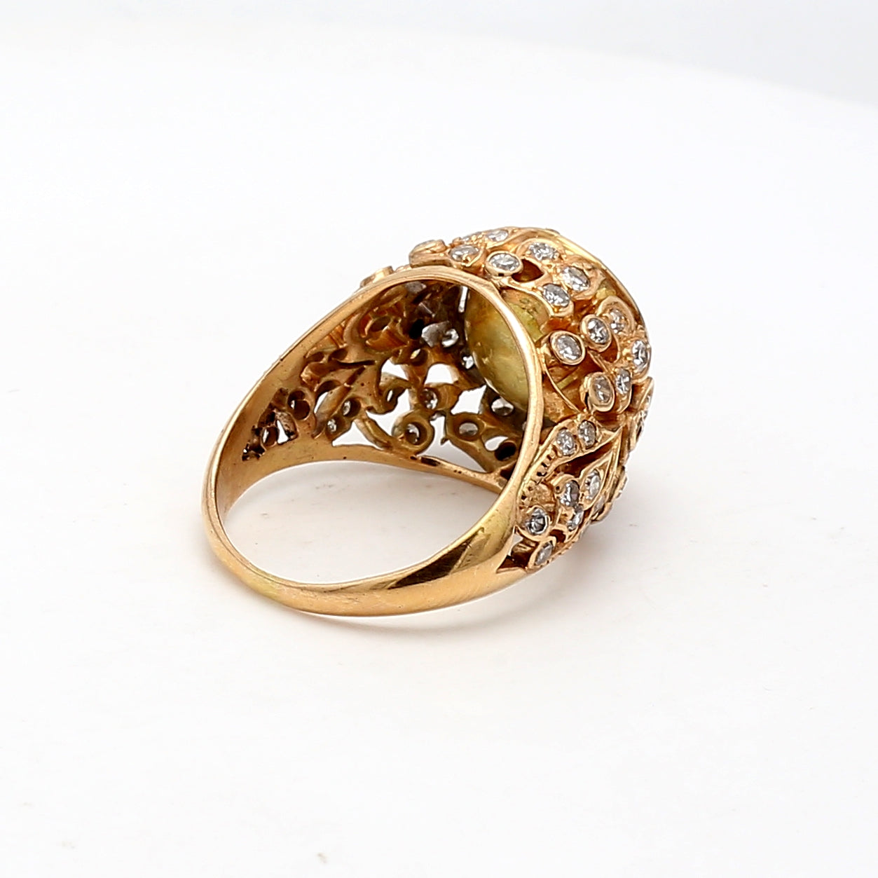0.80 Carat Round Brilliant I SI1 Diamond 18 Karat Two Tone Gold Semi Mount Ring
