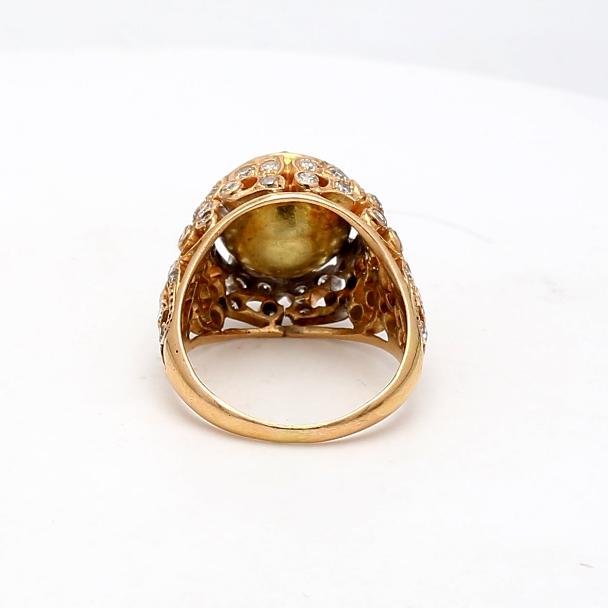 0.80 Carat Round Brilliant I SI1 Diamond 18 Karat Two Tone Gold Semi Mount Ring