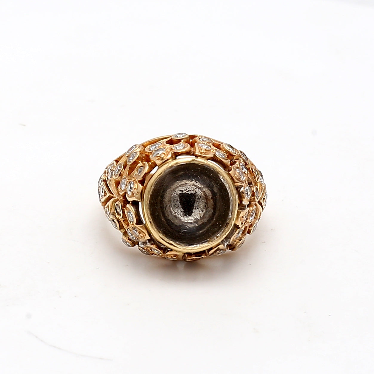 0.80 Carat Round Brilliant I SI1 Diamond 18 Karat Two Tone Gold Semi Mount Ring