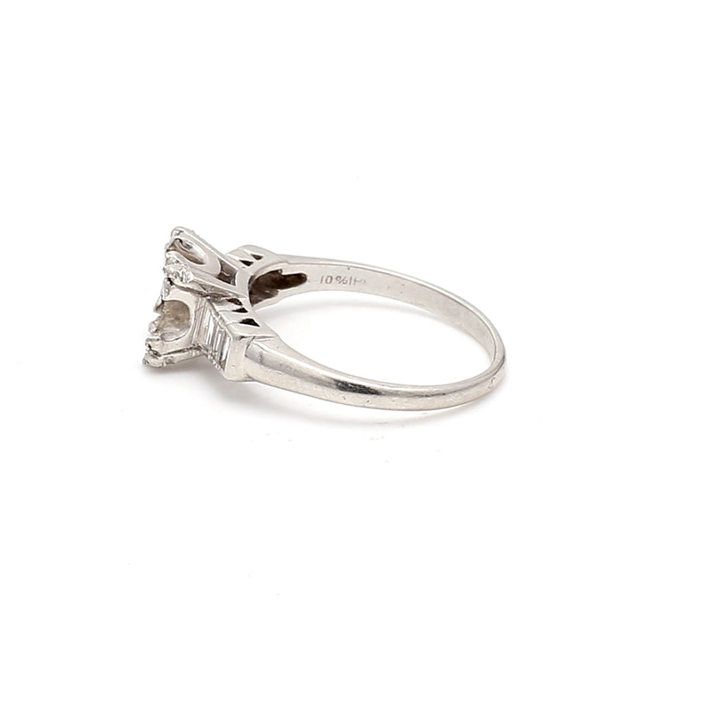0.30 Carat Baguette Shape H SI1 Diamond Platinum Semi Mount Ring