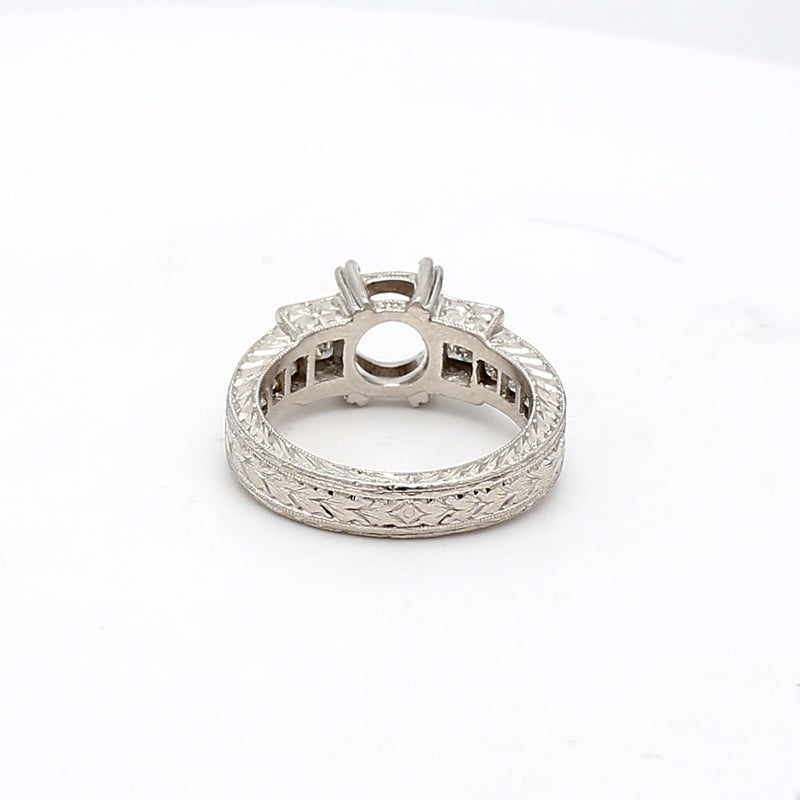 1.50 Carat Princess Cut H SI1 Diamond Platinum Semi Mount Ring
