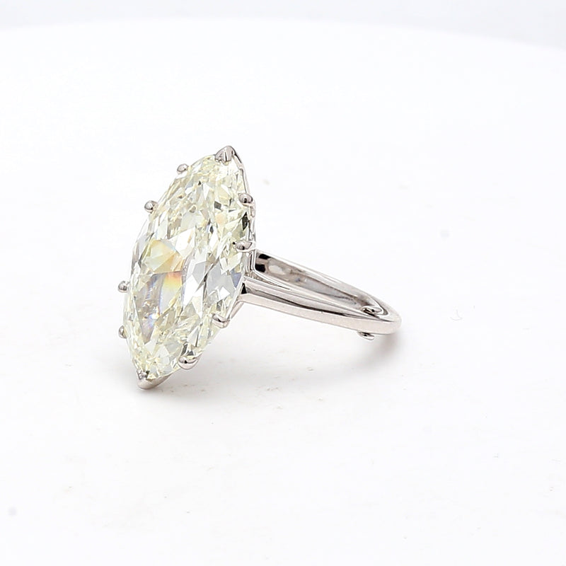 9.15 Carat Marquis Shape K VS2 Diamond Platinum Gems Stone Ring