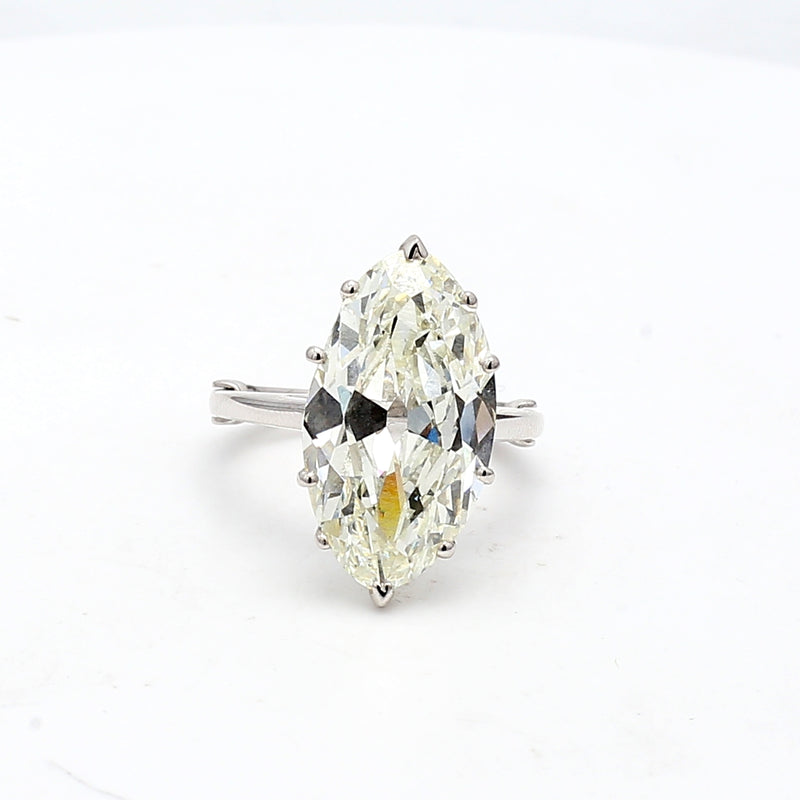 9.15 Carat Marquis Shape K VS2 Diamond Platinum Gems Stone Ring