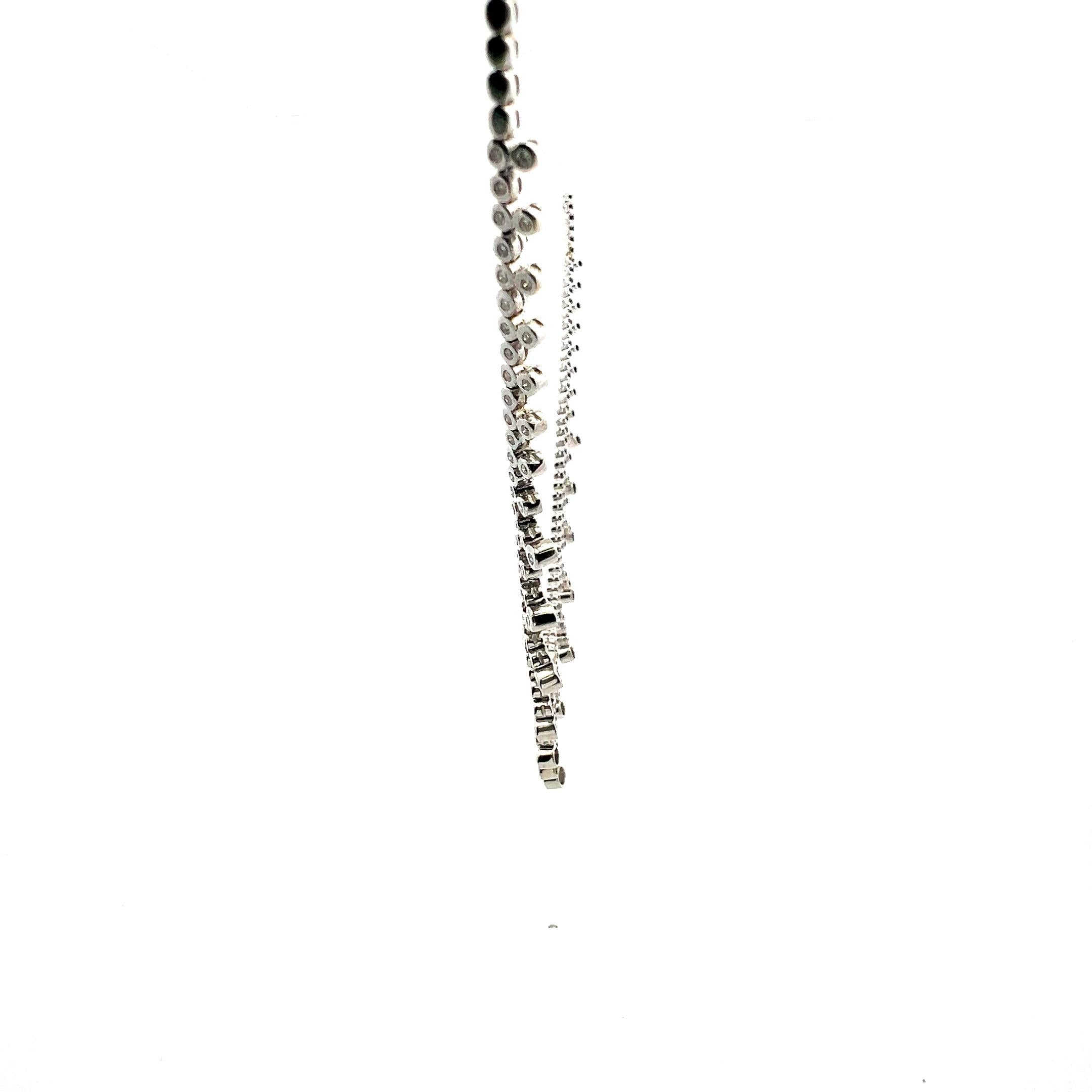 Vintage 18K White Gold Riviera Necklace with 1 Carat Round I-SI1 Diamonds 16 IN