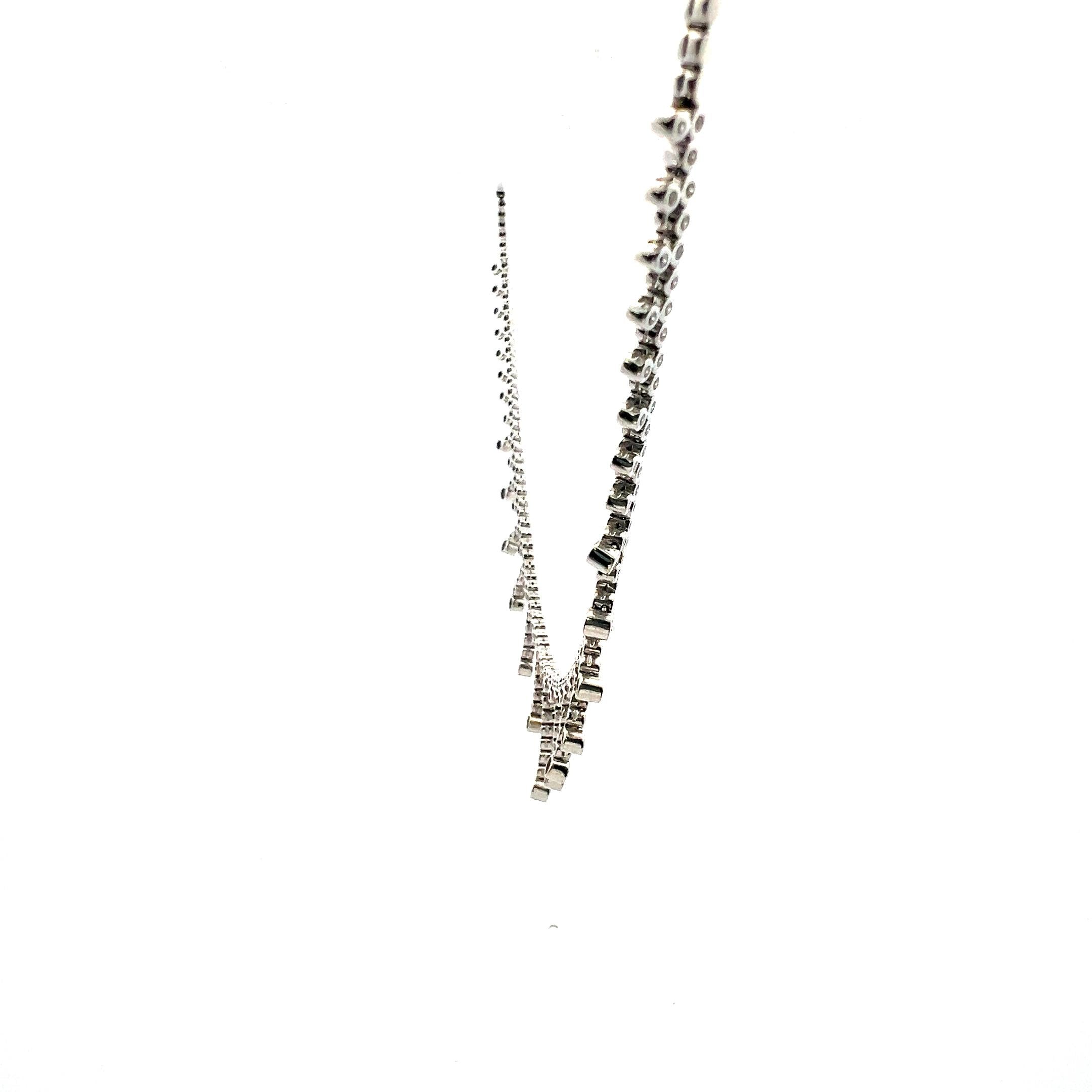 Vintage 18K White Gold Riviera Necklace with 1 Carat Round I-SI1 Diamonds 16 IN