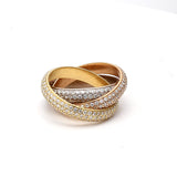 Cartier 1.93 Carat Round Brilliant Diamond 18K Tri Color Gold Trinity Ring