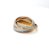 Cartier 1.93 Carat Round Brilliant Diamond 18K Tri Color Gold Trinity Ring