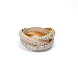 Cartier 1.93 Carat Round Brilliant Diamond 18K Tri Color Gold Trinity Ring