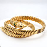 0.45 Carat Emerald Cut and Round Brilliant I I1 Diamond 18 Karat Yellow Gold Cuff Bracelet