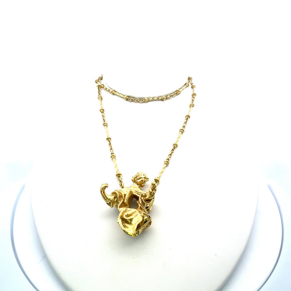 Salvador Dali Vintage 74.20 Grams 18 Karat Yellow Gold Pendant Necklace