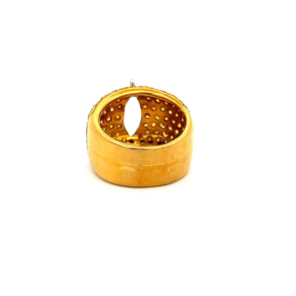 2.20 Carat Round Intense Fancy Yellow Diamond 18K Yellow Gold Semi Mount Ring