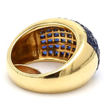 5.04 Carat Princess Cut Sapphire 18 Karat Yellow Gold Band Ring