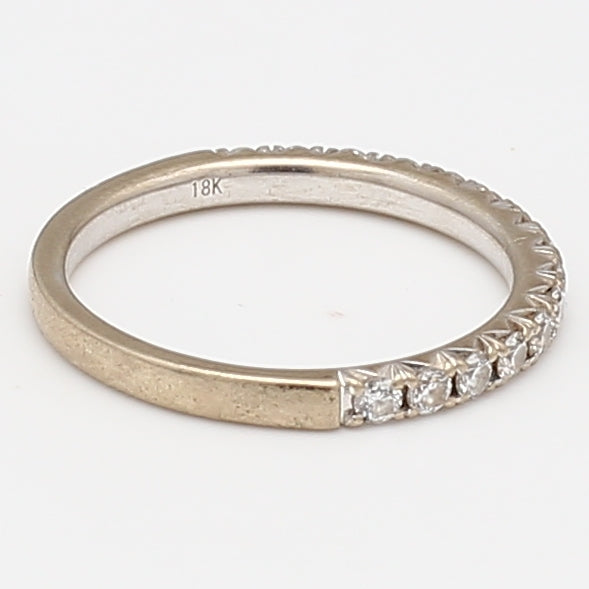 0.45 Carat Round Brilliant H VS2 Diamond 18 Karat White Gold Wedding Band Ring