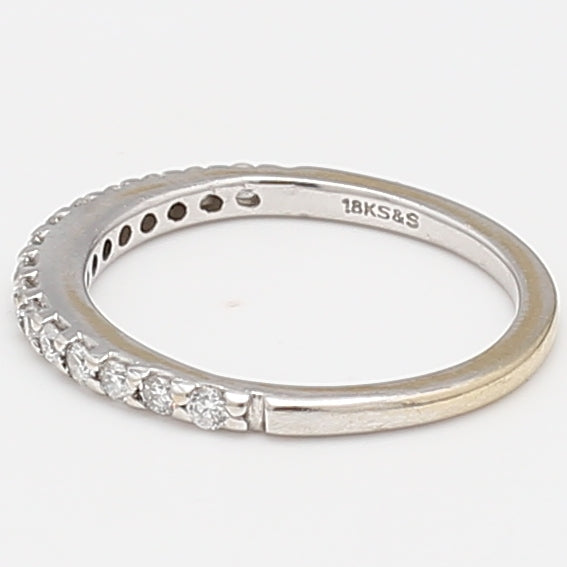 0.22 Carat Round Brilliant H SI1 Diamond 18 Karat White Gold Band Ring