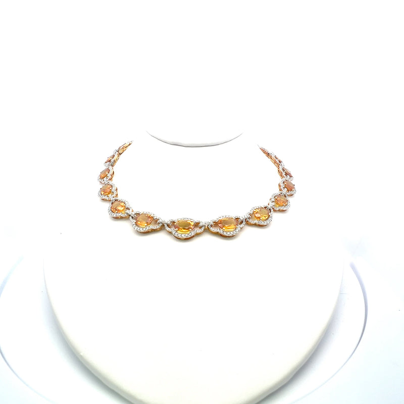 60.00 Carat Yellow Sapphire 10.00 Carat Diamond 18K Yellow Gold Statement Necklace