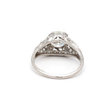 2.26 Carat Old European Cut Diamond 0.06 Carat Sapphire Platinum Engagement Ring