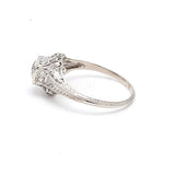 0.84 Carat Circular Brilliant Cut H VS1 Diamond 14 Karat White Gold Art Deco Ring
