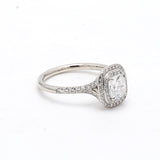 Tiffany & Co 1.39 Carat Cushion and Round Brilliant D VS1 Diamond Platinum Halo Ring