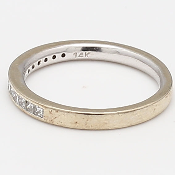0.20 Carat Princess Cut Diamond 14 Karat White Gold Wedding Band Ring
