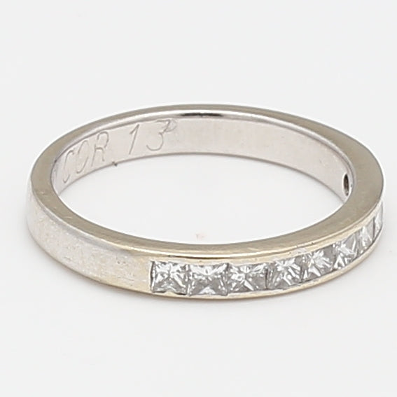 0.30 Carat Princess Cut H SI1 Diamond 14 Karat White Gold Wedding Band Ring