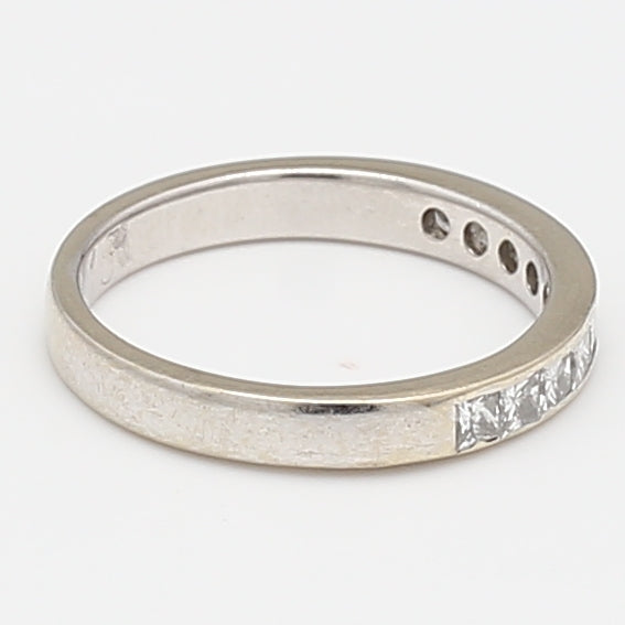 0.30 Carat Princess Cut H SI1 Diamond 14 Karat White Gold Wedding Band Ring