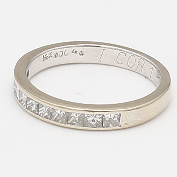 0.30 Carat Princess Cut H SI1 Diamond 14 Karat White Gold Wedding Band Ring