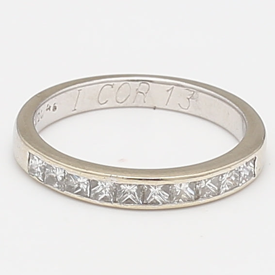 0.30 Carat Princess Cut H SI1 Diamond 14 Karat White Gold Wedding Band Ring